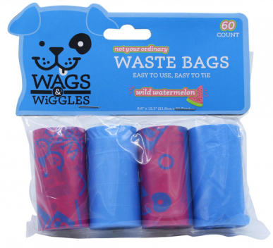 Wags & Wiggles Bolsas Plásticas Sandía - 4 Rollos x 60 unidades  Para perro